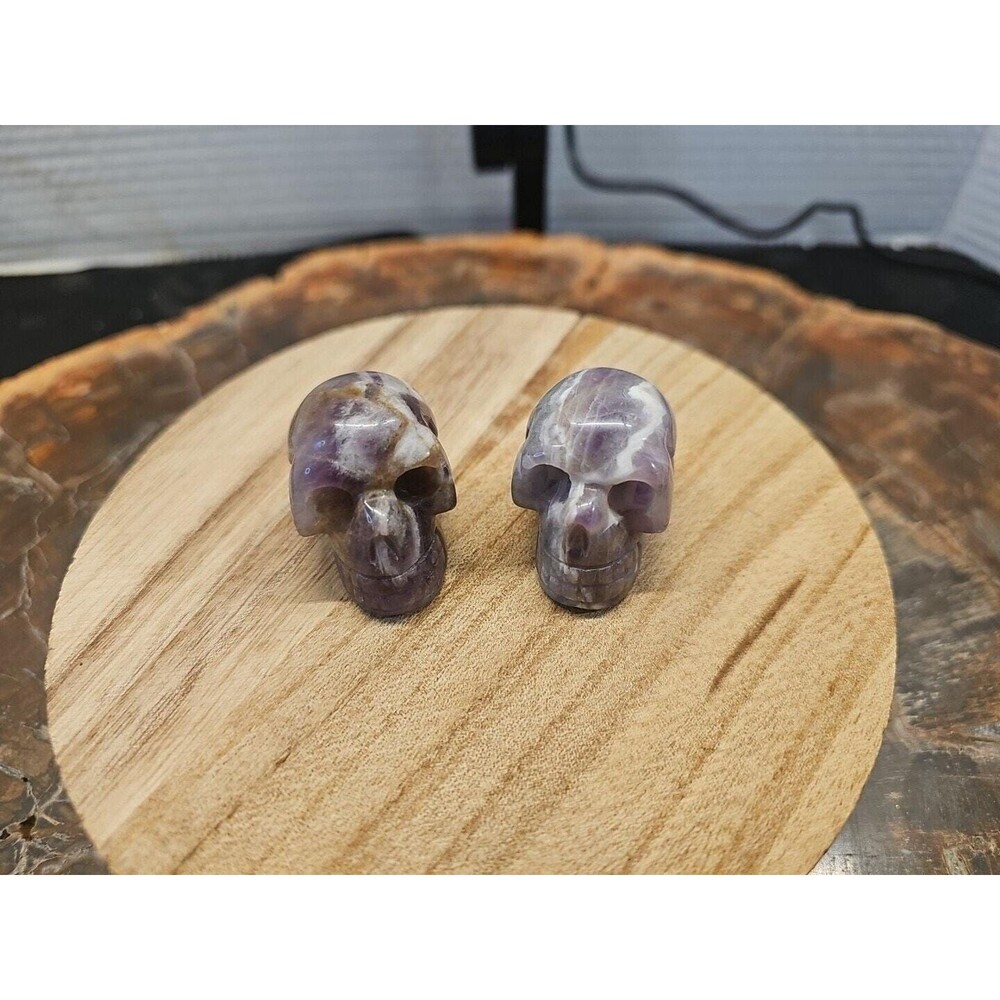 1 Pair amethyst skulls